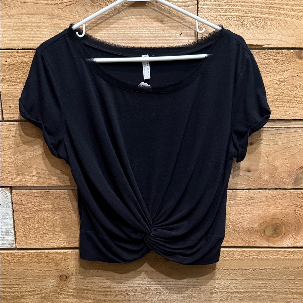 FP Movement by Free People Black Twist Front Tee